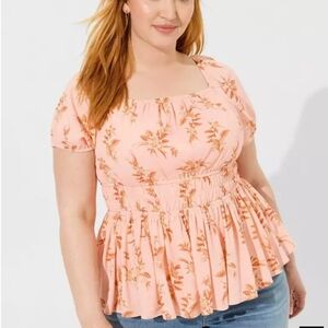 Torrid Light Coral Floral Blouse